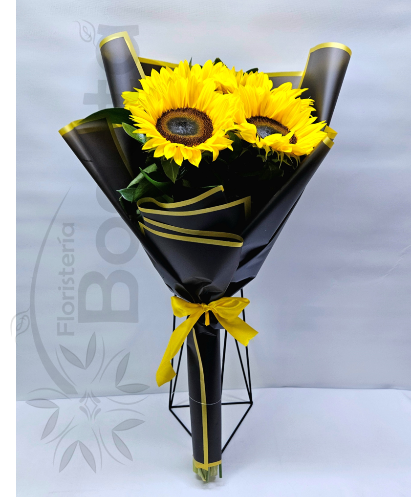 Arreglo bouquet con girasoles