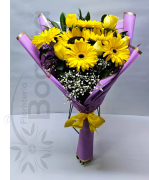 BOUQUET ROSAS AMARILLAS, GERBERAS Y GIRASOLES